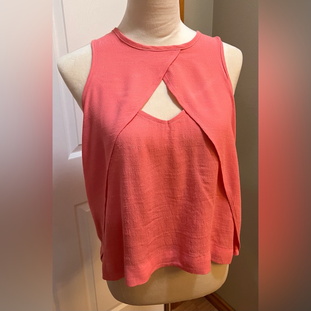 Free People Coral Keyhole Sleeveless Top